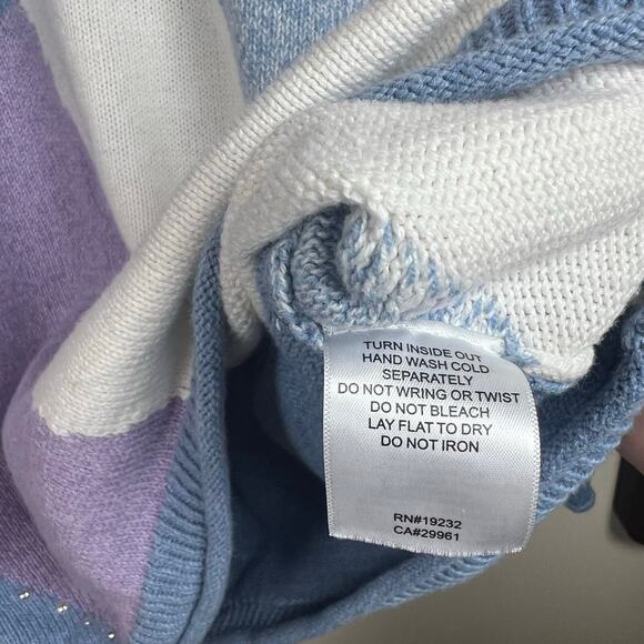 Women's Lrg Alfred Dunner Victoria Falls Crewneck 3/4 Sleeve Colorblock Sweater - Picture 2 of 5